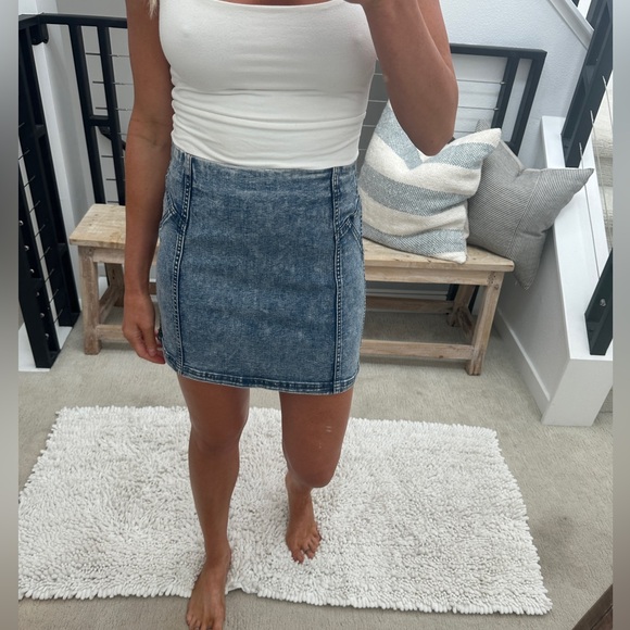 Wild fable blue Jean denim acid washed mini skirt summer fall party event chic 4 - Picture 3 of 12